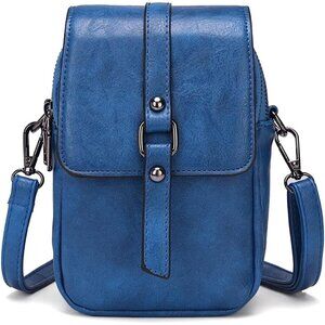 Women's Dark Blue Vintage Cross Body Phone Bag Small Messenger Shoulder Handbag
